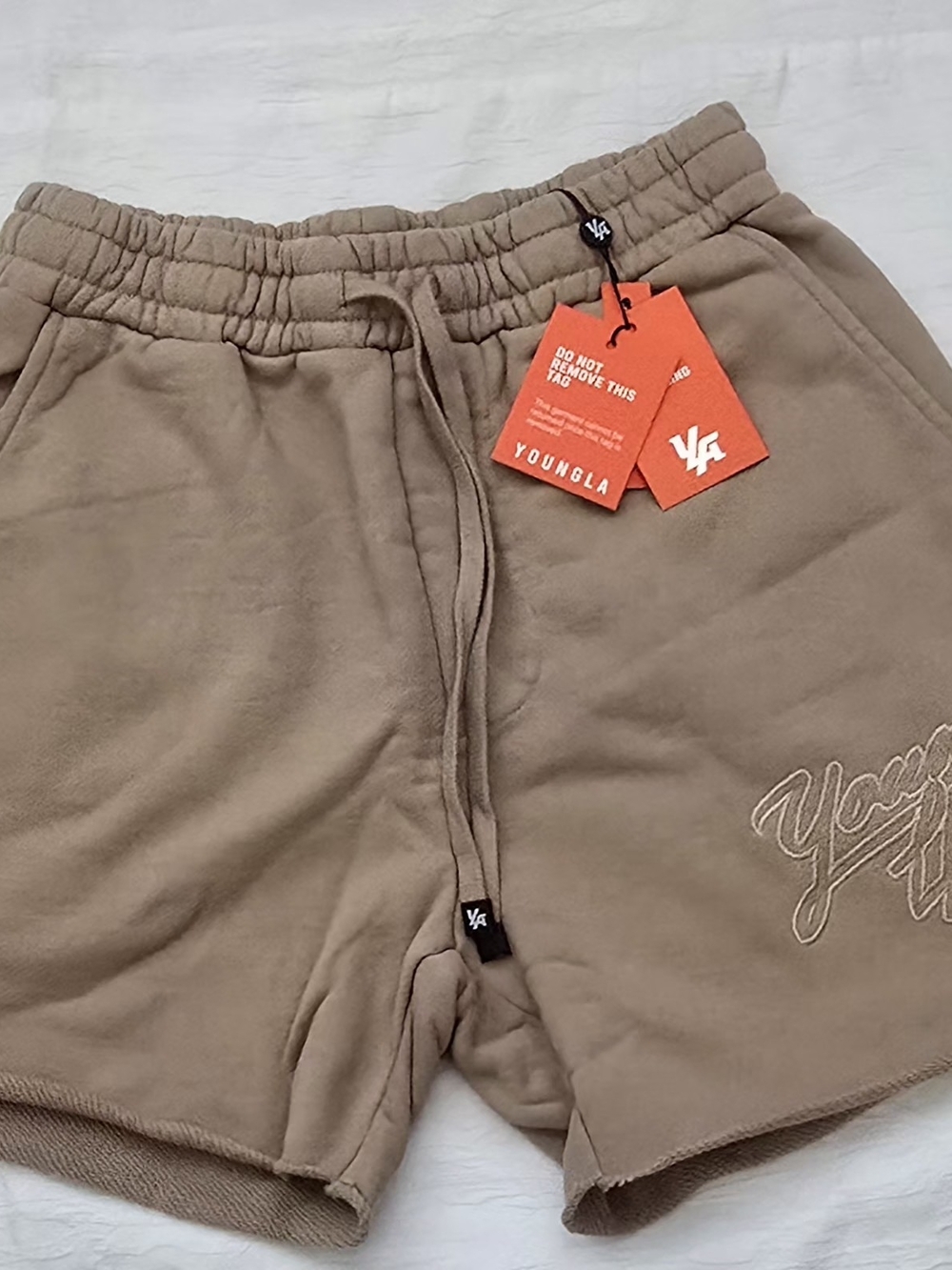 YoungLA Men's Beige Drawstring Lounge Shorts